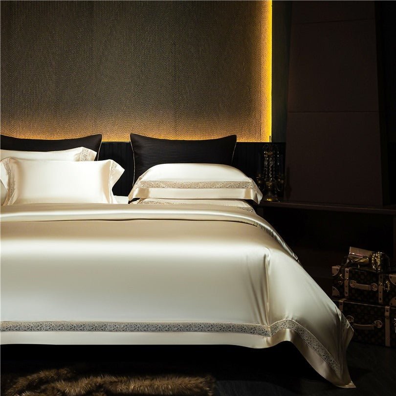 Willa Gold Modern Satin Egyptian Cotton Bedding Set - WonderlandByLilian