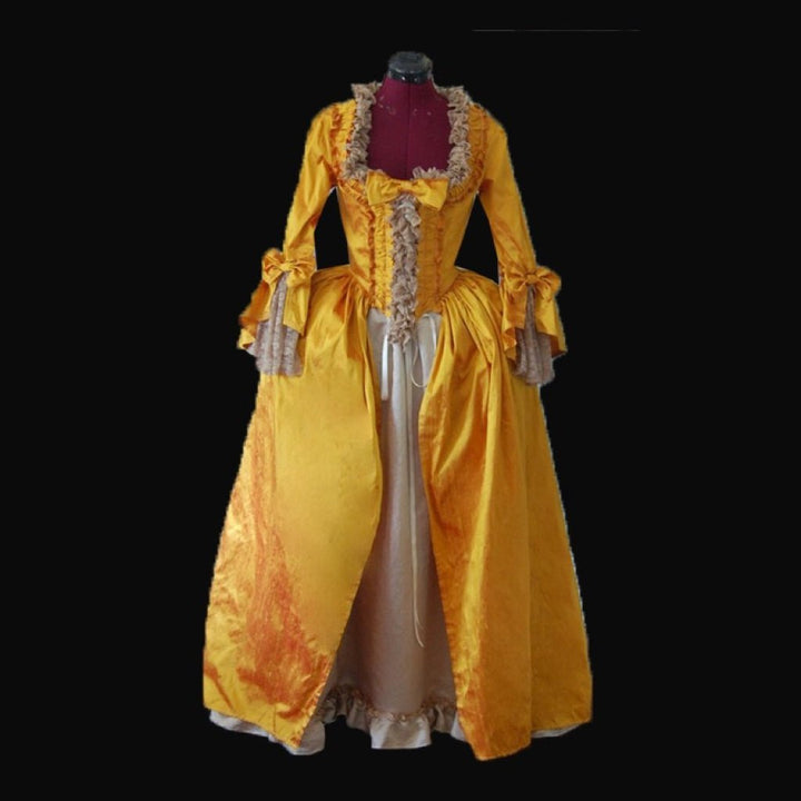 Yellow Rococo Ball Gown with Regal Elegance – Vintage Lace Embellished Baroque Style Dress - Victorian Dress Plus Size - WonderlandByLilian
