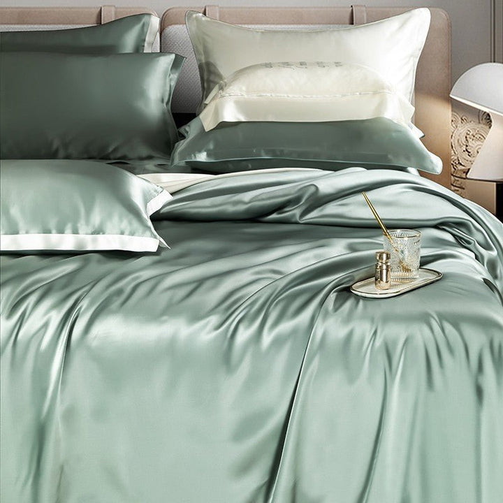 Zenith Aqua Green Luxury Pure Mulberry Silk Bedding Set - WonderlandByLilian