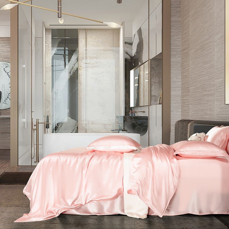 Zenith Pink Luxury Pure Mulberry Silk Bedding Set - WonderlandByLilian