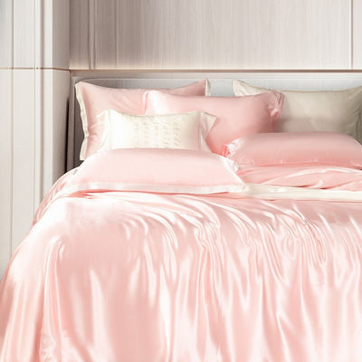 Zenith Pink Luxury Pure Mulberry Silk Bedding Set - WonderlandByLilian