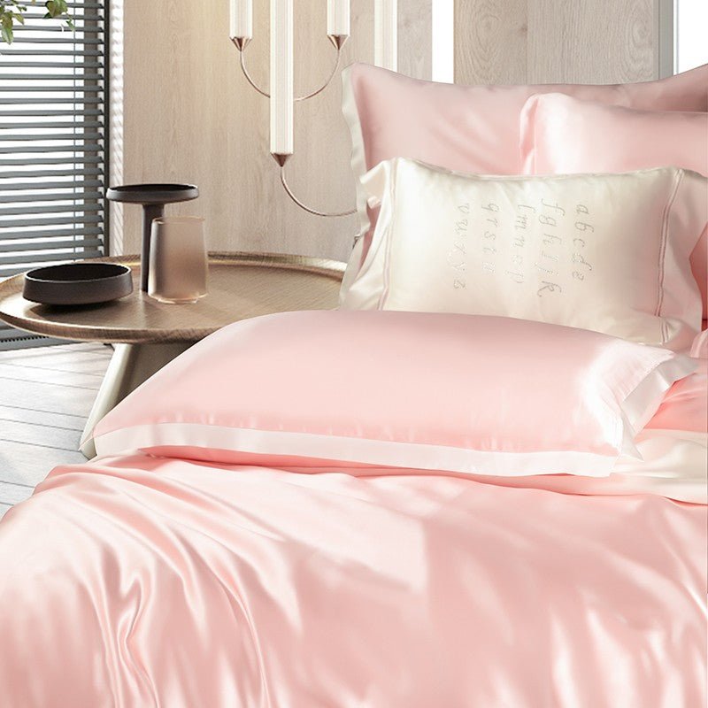 Zenith Pink Luxury Pure Mulberry Silk Bedding Set - WonderlandByLilian