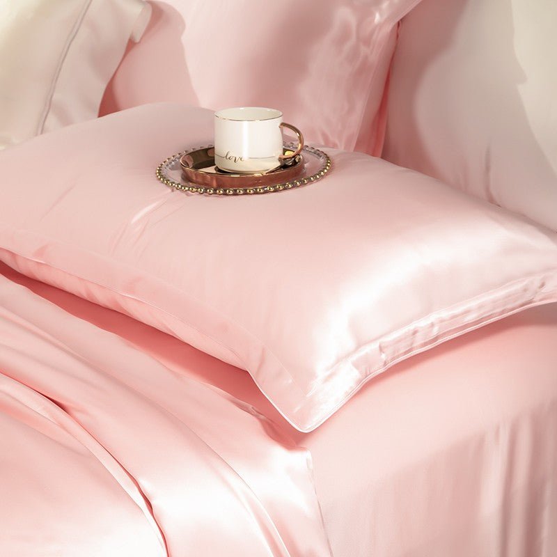 Zenith Pink Luxury Pure Mulberry Silk Bedding Set - WonderlandByLilian