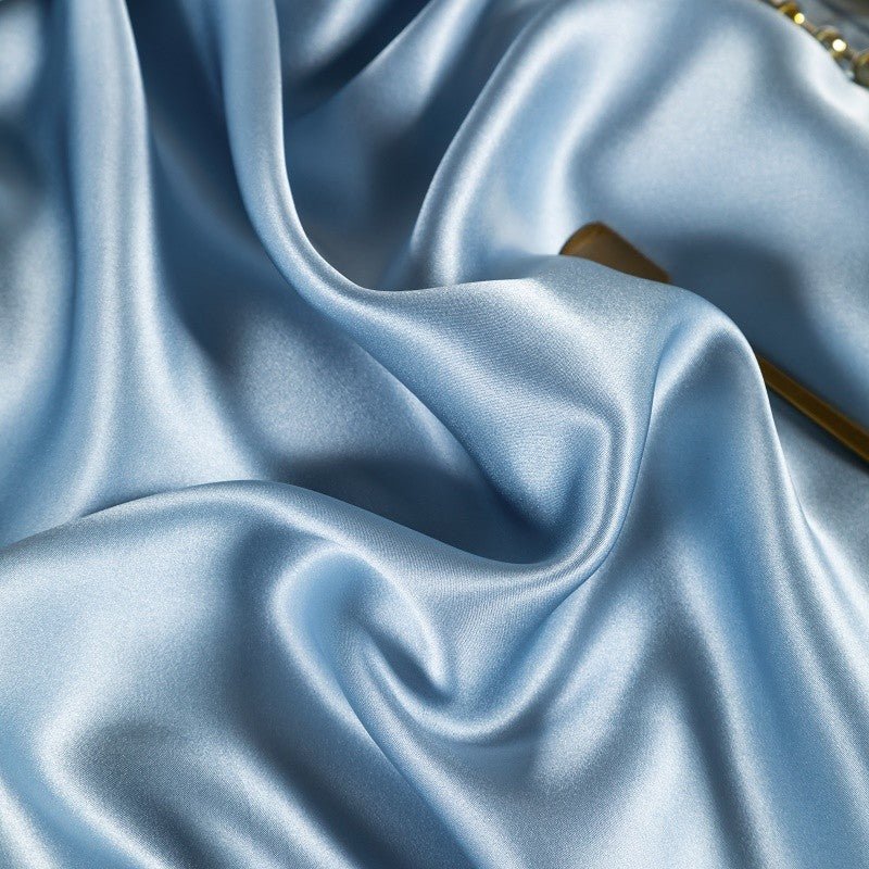 Zenith Sky Blue Luxury Pure Mulberry Silk Bedding Set - WonderlandByLilian