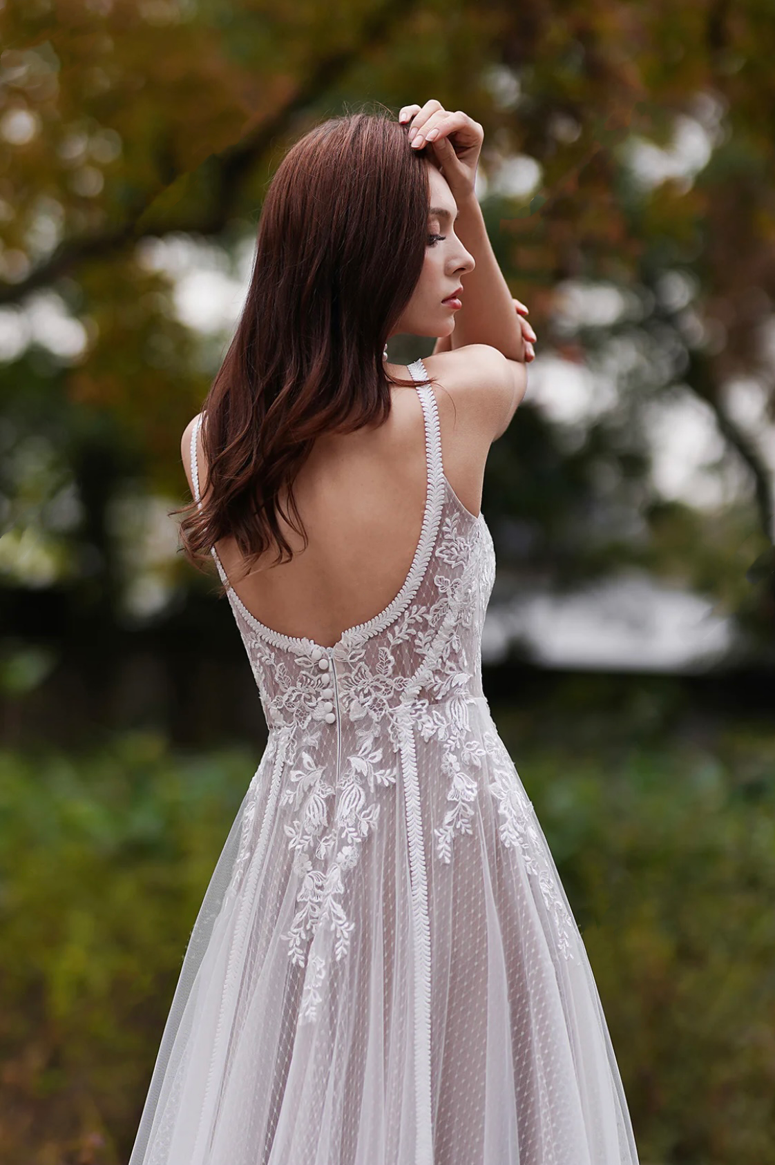 Bohemian Lace Embroidery And Floral Spaghetti Straps A-Line Wedding Dress