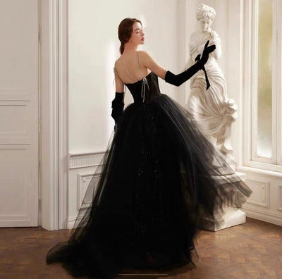 Black Gothic Fairy Wedding Dress - Black Gothic Gown Plus Size