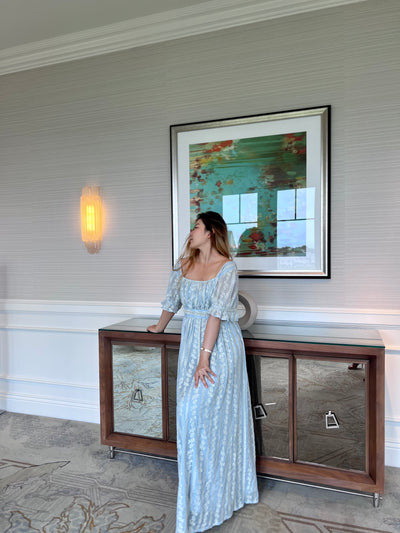 Luxury Blue Bridgerton Regency Era Ball Gown -Empire Waist Dress - Plus Size