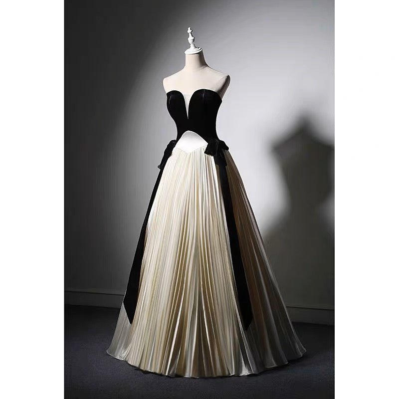 Black And White Gothic Velvet Formal Dress - Plus Size - WonderlandByLilian