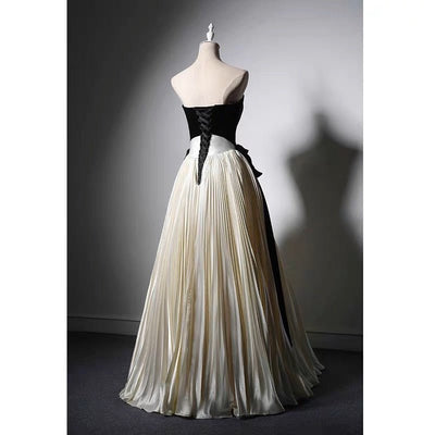Black And White Gothic Velvet Formal Dress - Plus Size - WonderlandByLilian