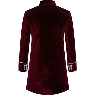 Black Burgundy Sapphire Punk And Gothic Medieval Velvet Coat With Collar For Men Vintage Cosplay Party -Plus Size - WonderlandByLilian