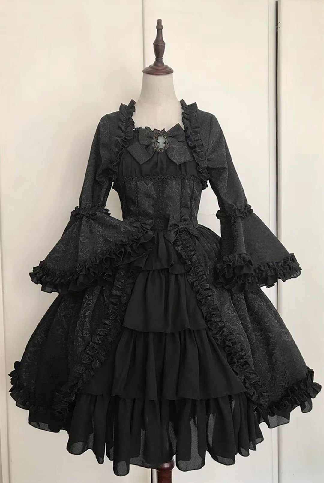 BLACK GOTHIC LOLITA DRESS - PLUS SIZE - LONG/SHORT GOTHIC LOLITA DRESS - LACE GOTHIC WEDDING DRESS - GOTHIC BALL GOWN - WonderlandByLilian