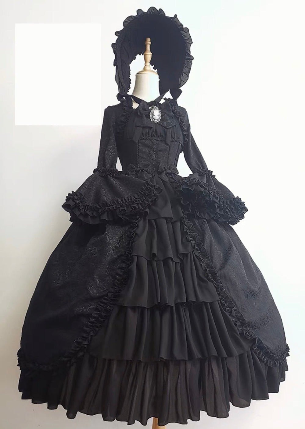 BLACK GOTHIC LOLITA DRESS - PLUS SIZE - LONG/SHORT GOTHIC LOLITA DRESS - LACE GOTHIC WEDDING DRESS - GOTHIC BALL GOWN - WonderlandByLilian