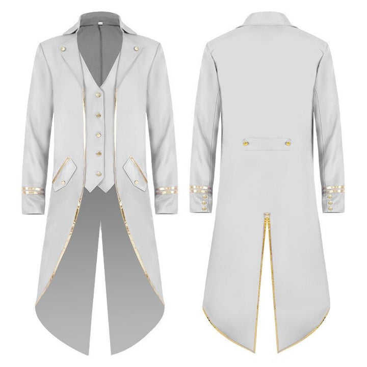 Black Purple Blue Green Red Tailcoat Suit For Men with Gold Trimming - Gothic Blazer For Cosplay Party Masquerade -Plus Size - WonderlandByLilian