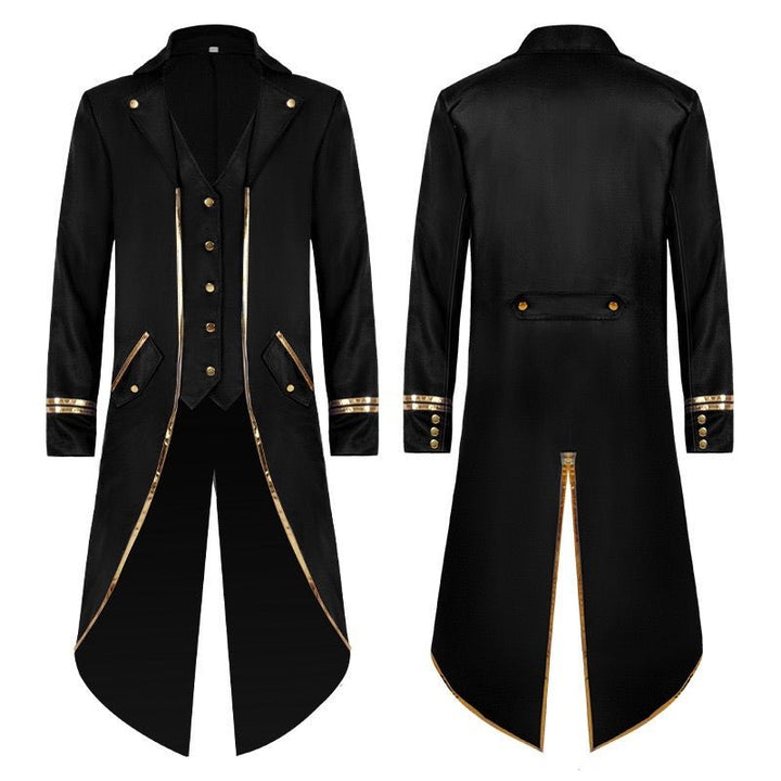 Black Purple Blue Green Red Tailcoat Suit For Men with Gold Trimming - Gothic Blazer For Cosplay Party Masquerade -Plus Size - WonderlandByLilian