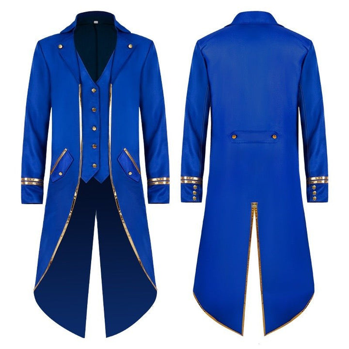 Black Purple Blue Green Red Tailcoat Suit For Men with Gold Trimming - Gothic Blazer For Cosplay Party Masquerade -Plus Size - WonderlandByLilian