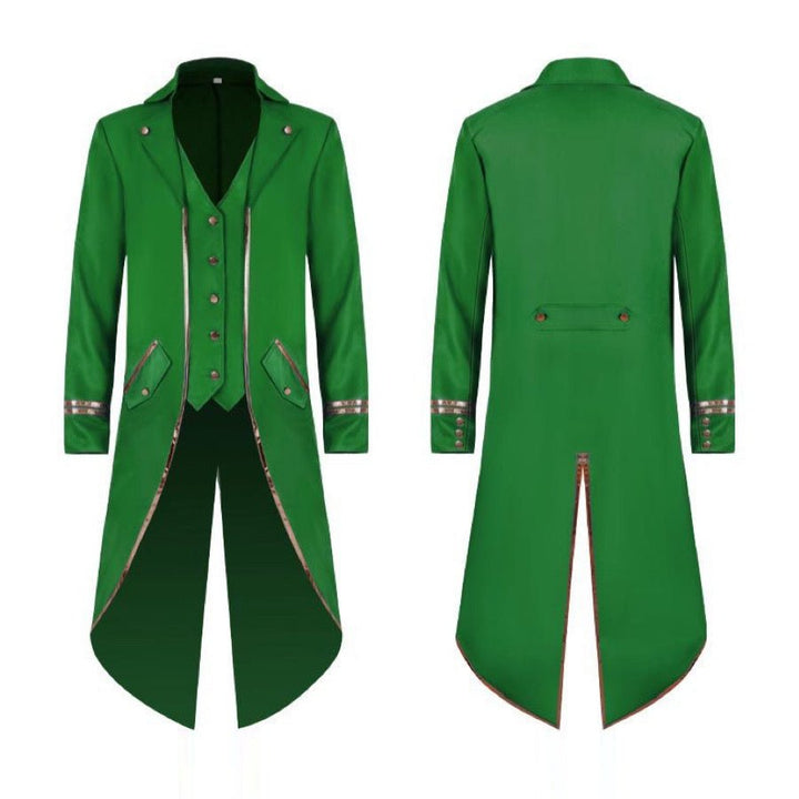 Black Purple Blue Green Red Tailcoat Suit For Men with Gold Trimming - Gothic Blazer For Cosplay Party Masquerade -Plus Size - WonderlandByLilian