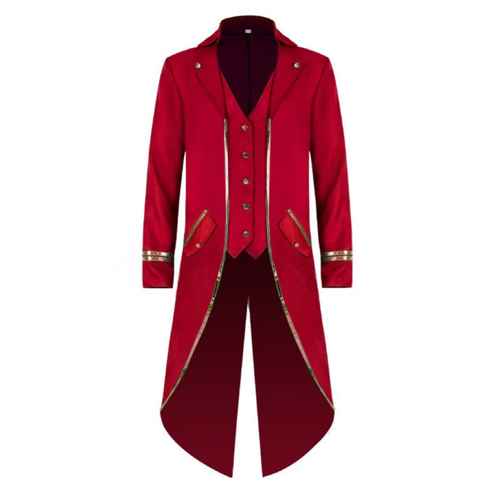 Black Purple Blue Green Red Tailcoat Suit For Men with Gold Trimming - Gothic Blazer For Cosplay Party Masquerade -Plus Size - WonderlandByLilian