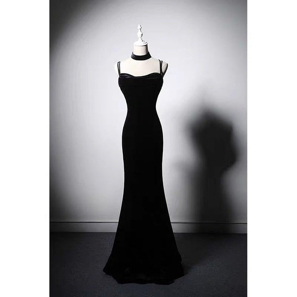 Black Velvet Mermaid Formal Dress