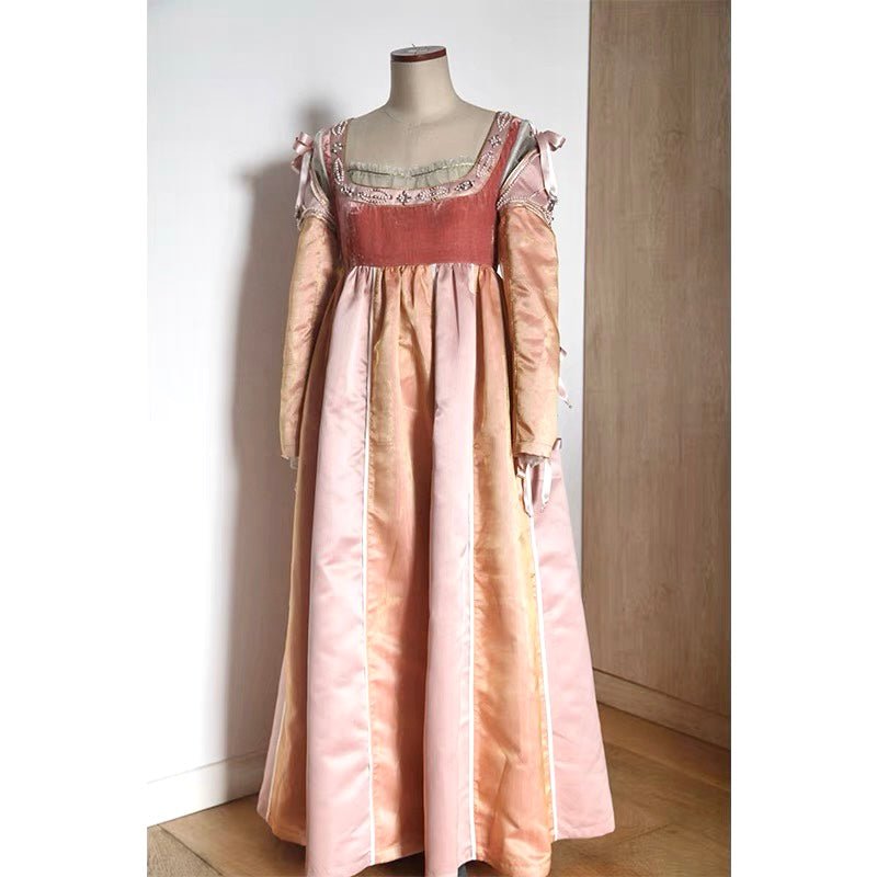 BOHO STYLE REGENCY ERA DAY DRESS - PEACH REGENCY BALL GOWN - PLUS SIZE - WonderlandByLilian