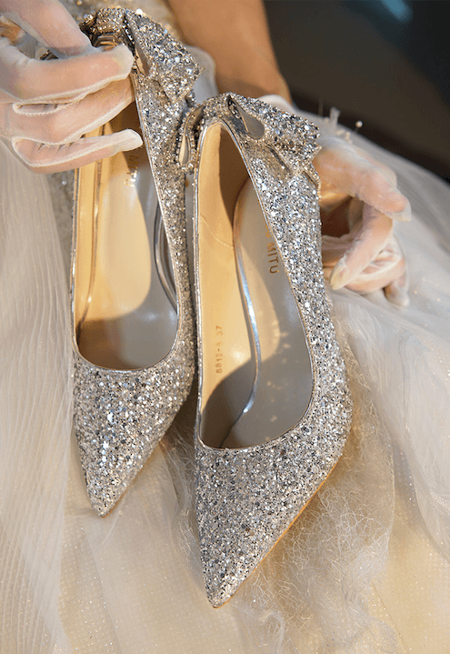 Bowtique Silver Bridal Heels - WonderlandByLilian