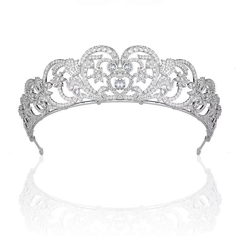 Bridal Crown Vintage Silver Headpiece With Sparkling Rhinestones - WonderlandByLilian