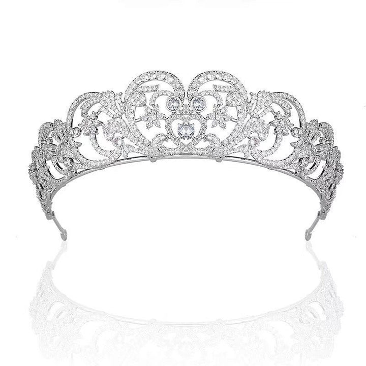 Bridal Crown Vintage Silver Headpiece With Sparkling Rhinestones - WonderlandByLilian