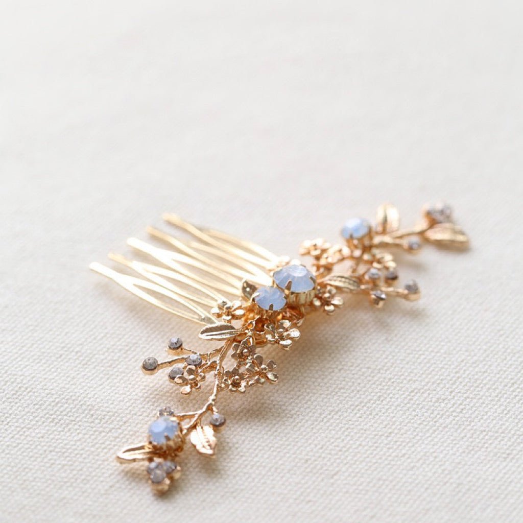 Bridal Gold Headpiece And Hair Comb With Vintage Rose Thorn Vine - WonderlandByLilian