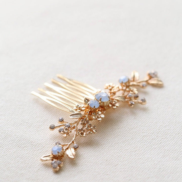 Bridal Gold Headpiece And Hair Comb With Vintage Rose Thorn Vine - WonderlandByLilian