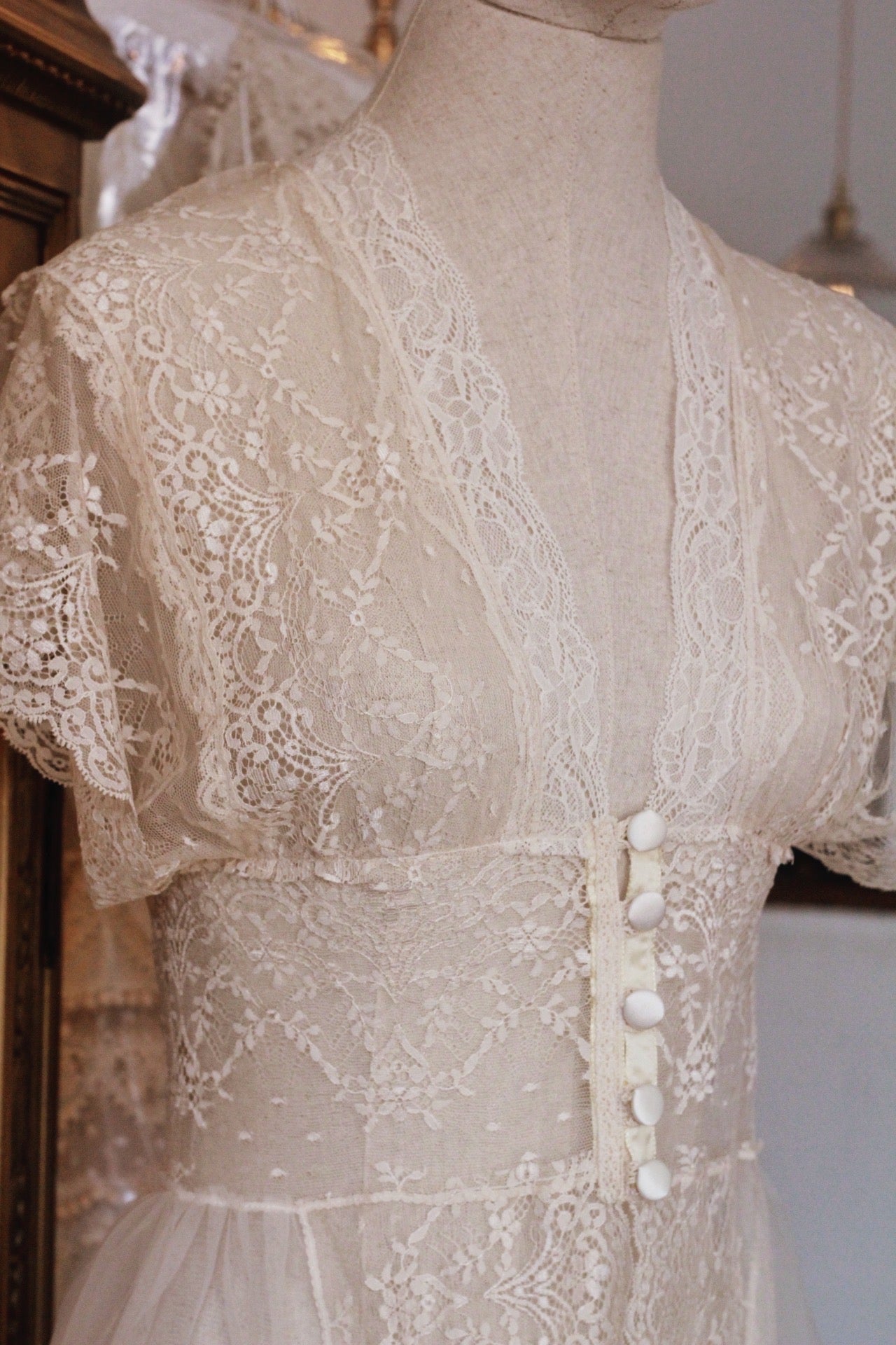 Bridal Lace Robe Vintage Style Morning Gown - Custom Made - WonderlandByLilian