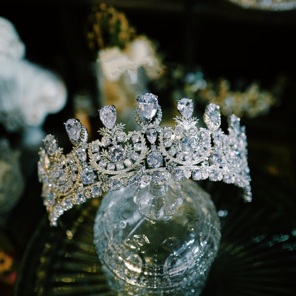 Bridal Tiara Gold And Silver Crown Vintage With Sparkling Rhinestones - WonderlandByLilian