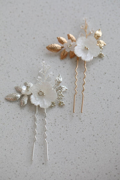 Bridal Tiara Gold And Silver Flower Head Piece And Hair Comb - WonderlandByLilian
