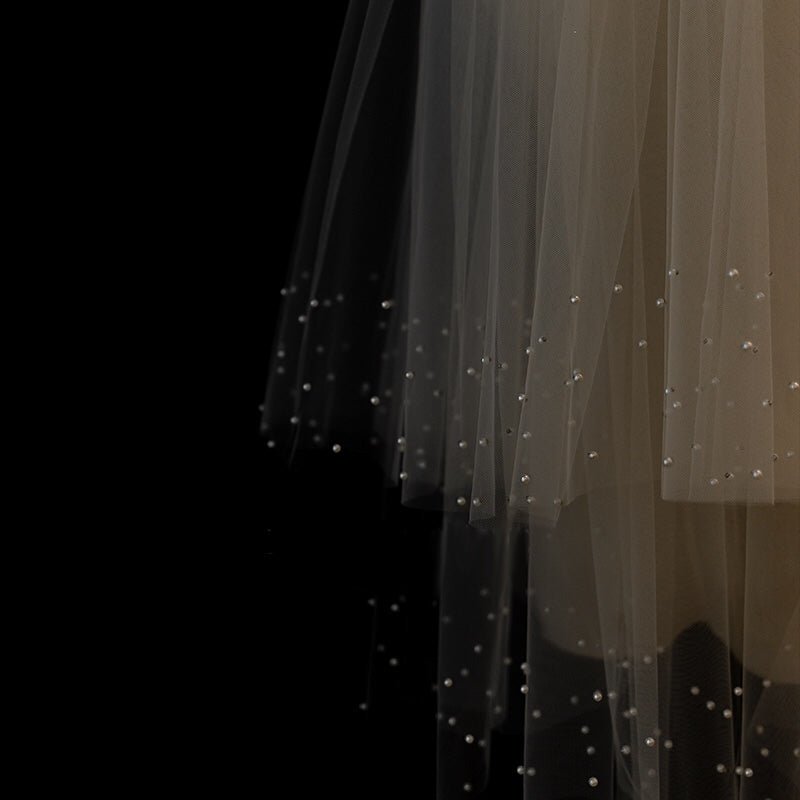 Bridal Tulle Veil With Crystal With Comb - Starry Night - WonderlandByLilian