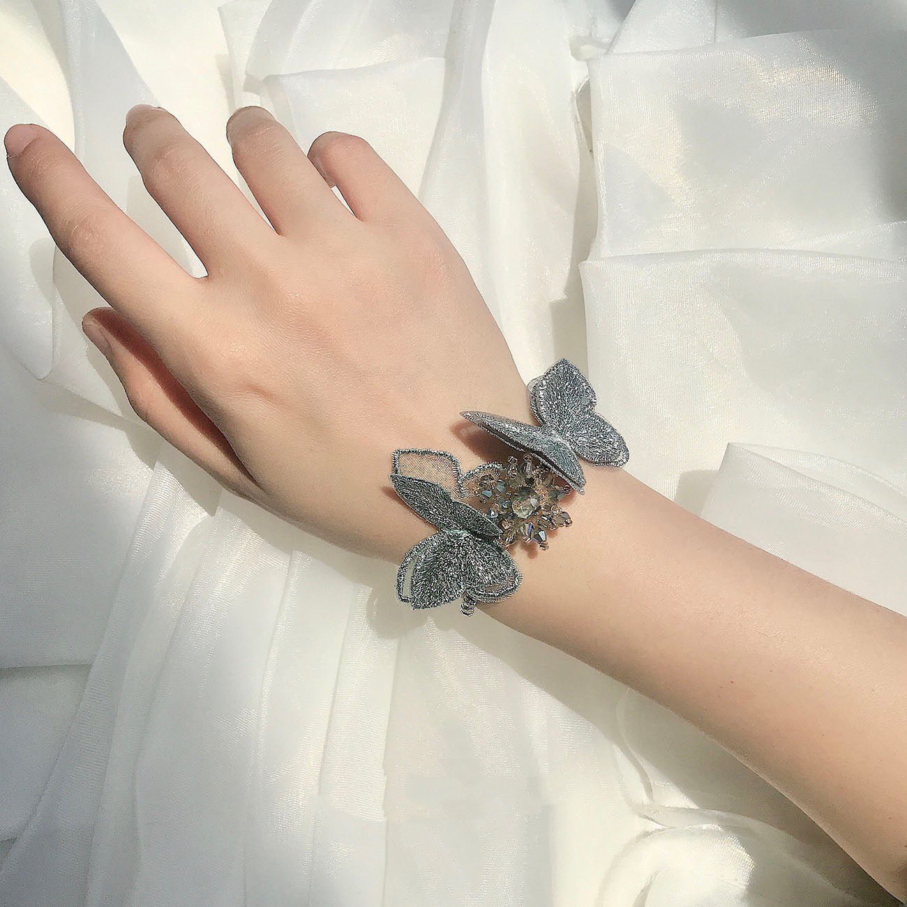 Bridesmaid Gift Butterfly Wrist Lace Floral Bracelet For Wedding - WonderlandByLilian