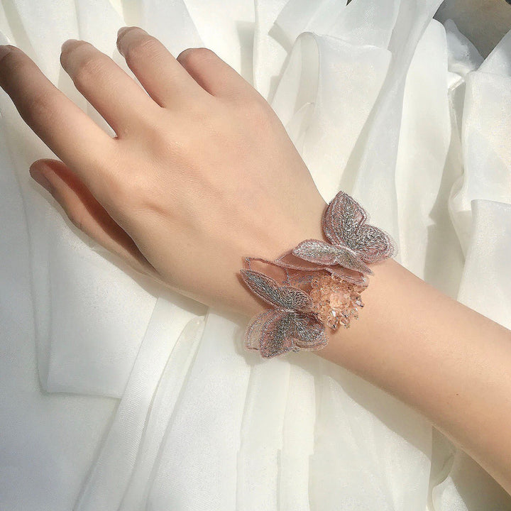 Bridesmaid Gift Butterfly Wrist Lace Floral Bracelet For Wedding - WonderlandByLilian