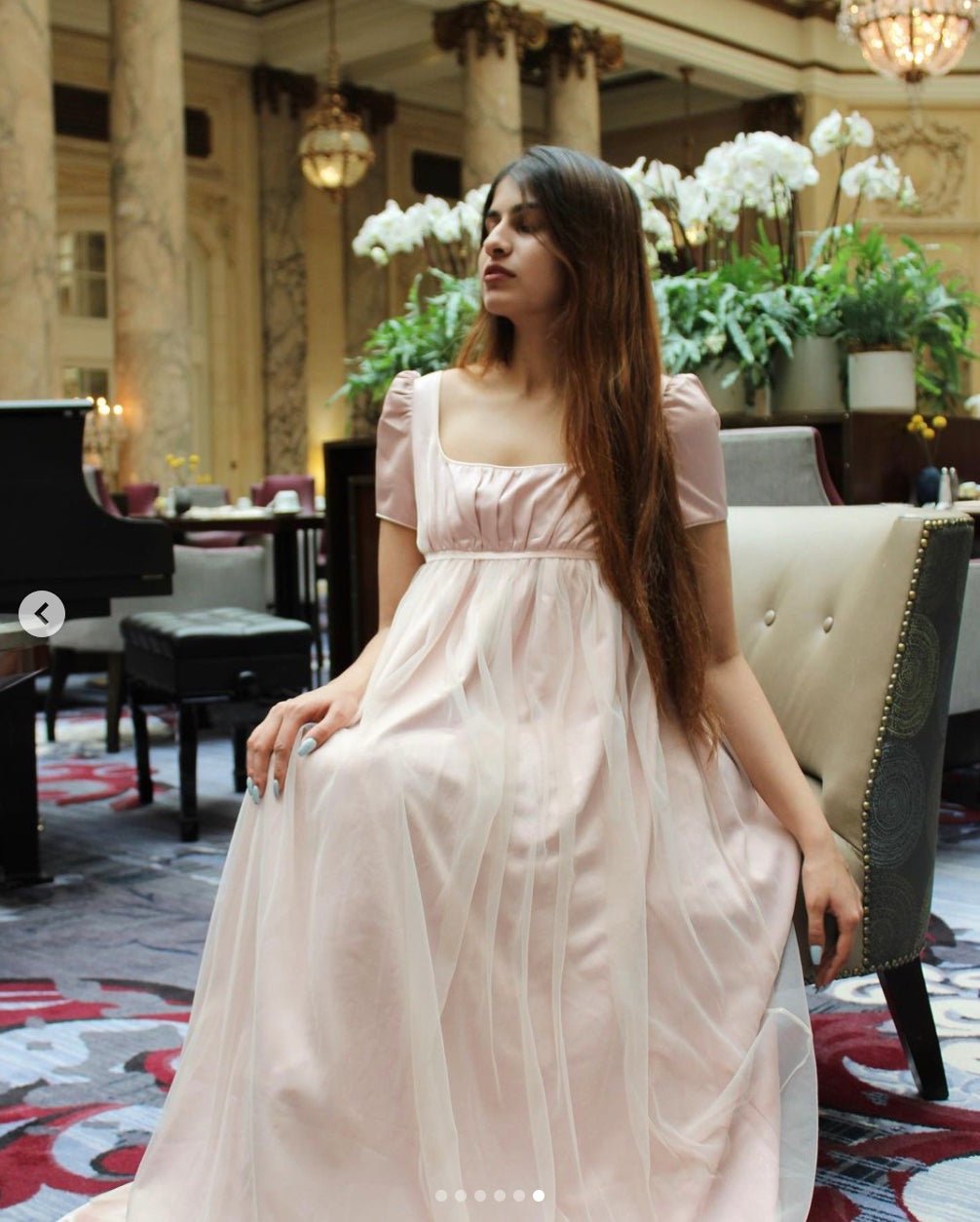 Bridgerton Daphne Pink Dress With Gauze - Regency Era Pink Satin Wedding Dress Plus Size - WonderlandByLilian