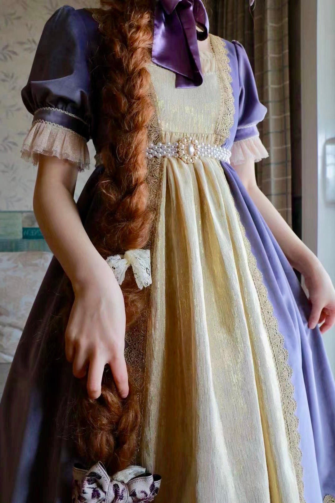 Bridgerton Inspired Regency Dress With Purple Velvet - Regency Era Ball Gown Plus Size - WonderlandByLilian