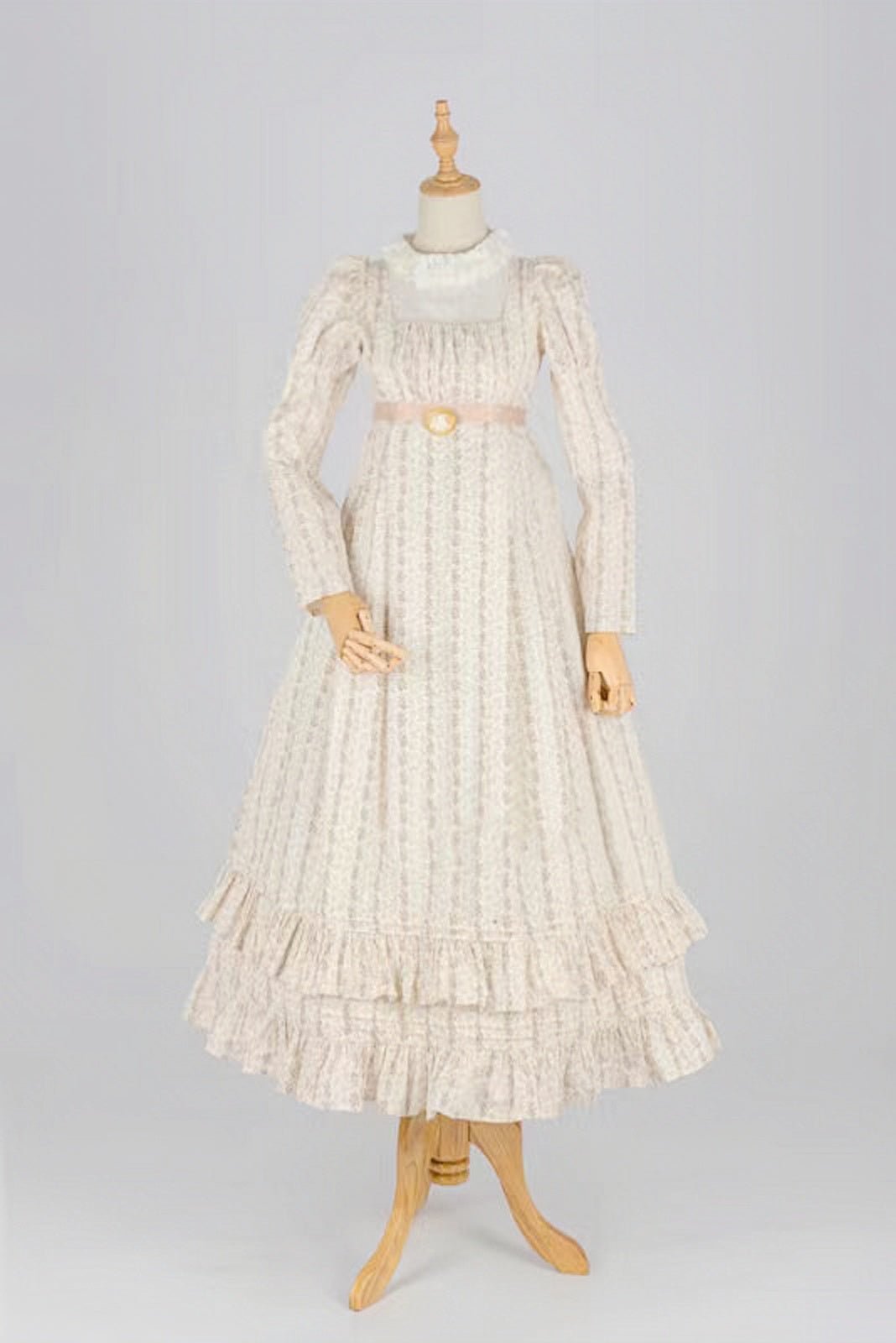 Bridgerton Inspired Regency Era High-necked Beige Striped Dress ...