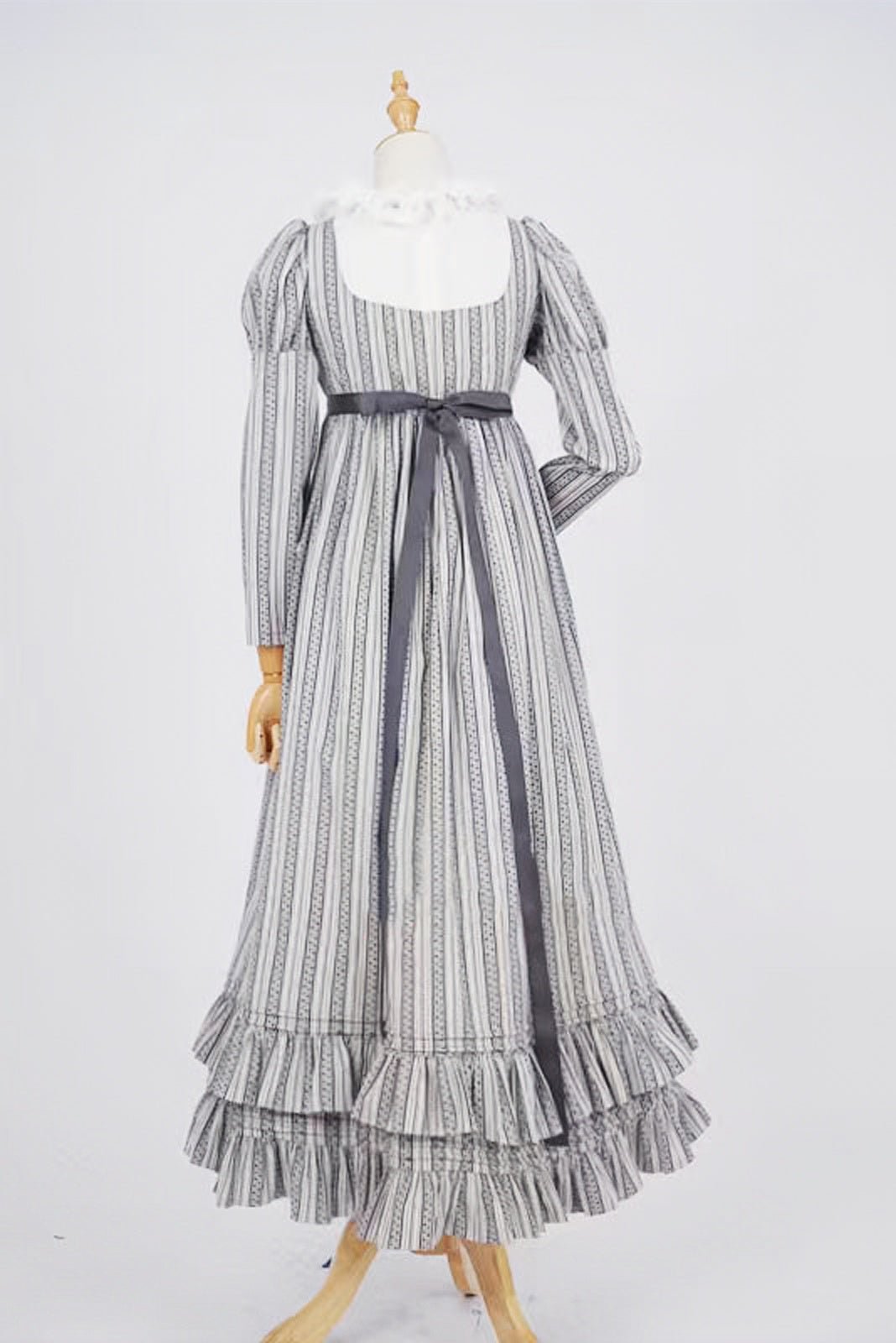grey and white striped dress Striped Corset Two Piece Dress Grey White