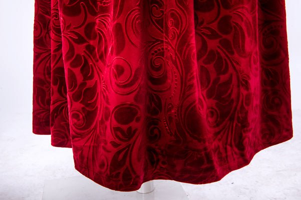 Bridgerton Inspired Regency Era Ruby Red Velvet Jacquard Ball Gown - R ...