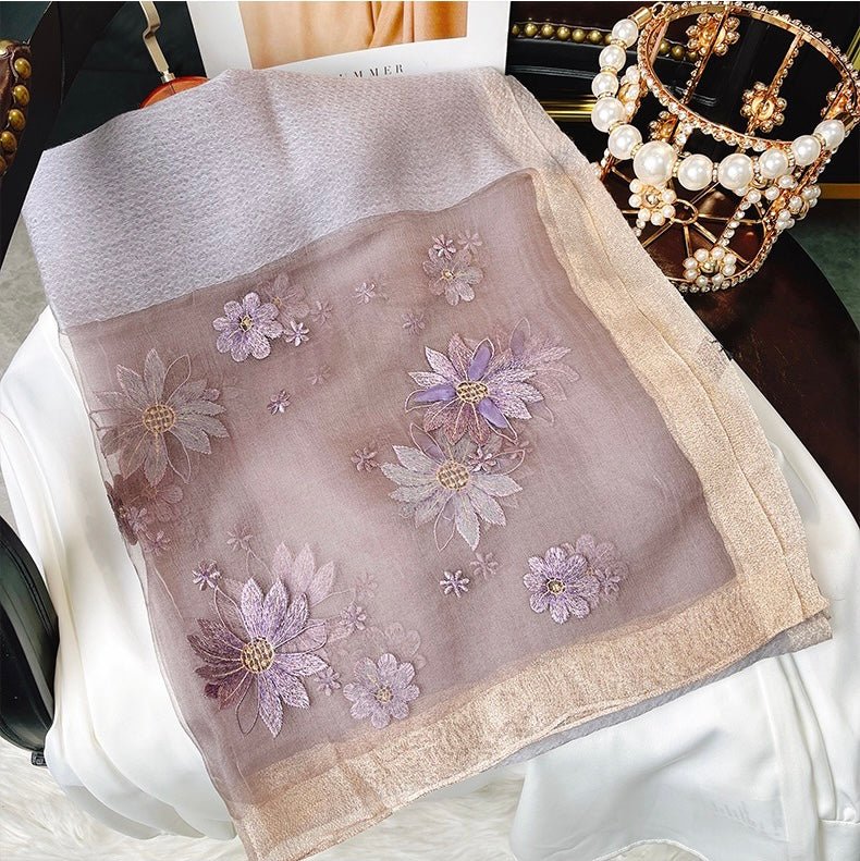 Bridgerton Inspired Regency Purple Shawl With Silk Wool, Embroidery - WonderlandByLilian