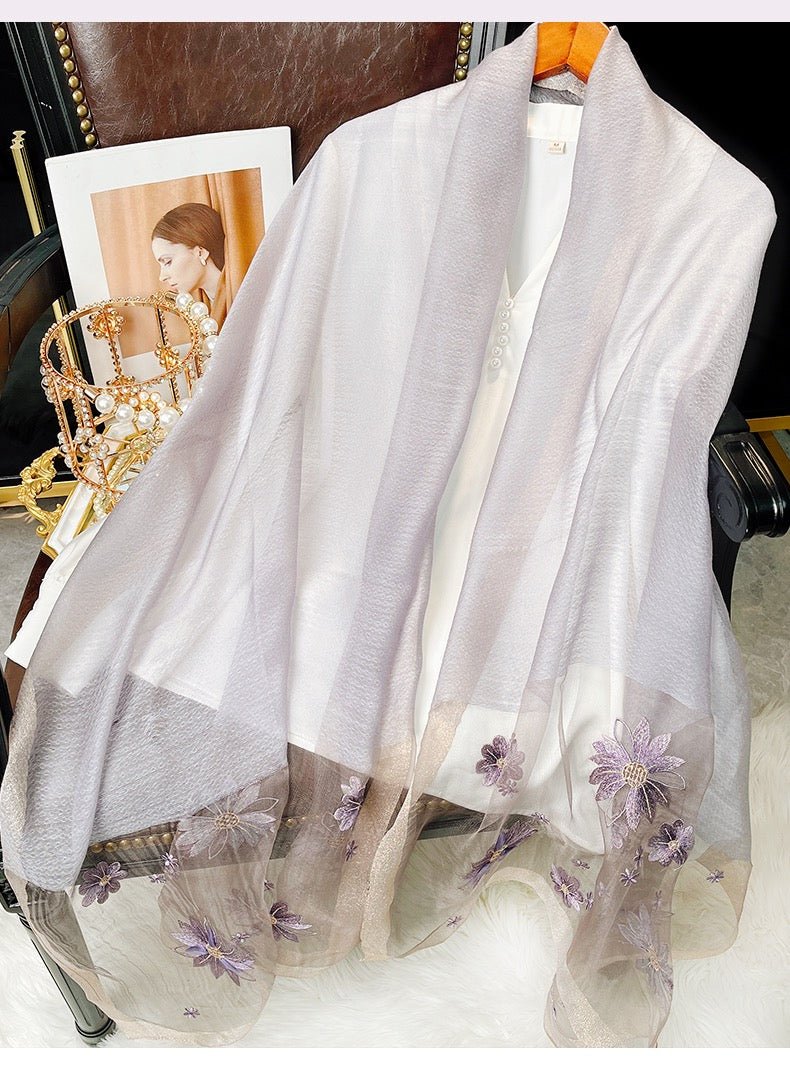 Bridgerton Inspired Regency Purple Shawl With Silk Wool, Embroidery - WonderlandByLilian
