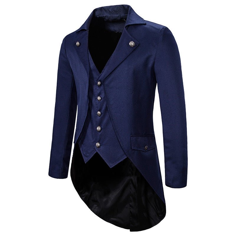 British Palace Tailcoat Long Suit Jacket for Men - Casual Plus Size Two-Piece Outfit with Personality for Hosting and Performances- Plus Size - WonderlandByLilian