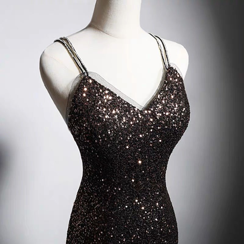 Bronze Mermaid Evening Dress With Sequins - Plus Size - WonderlandByLilian