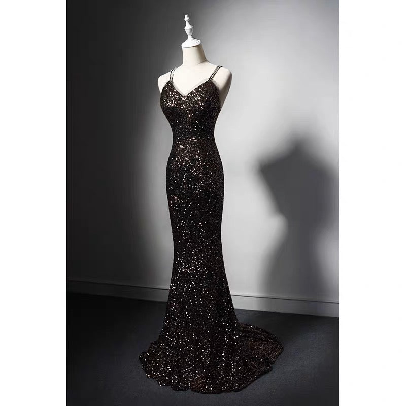 Bronze Mermaid Evening Dress With Sequins - Plus Size - WonderlandByLilian