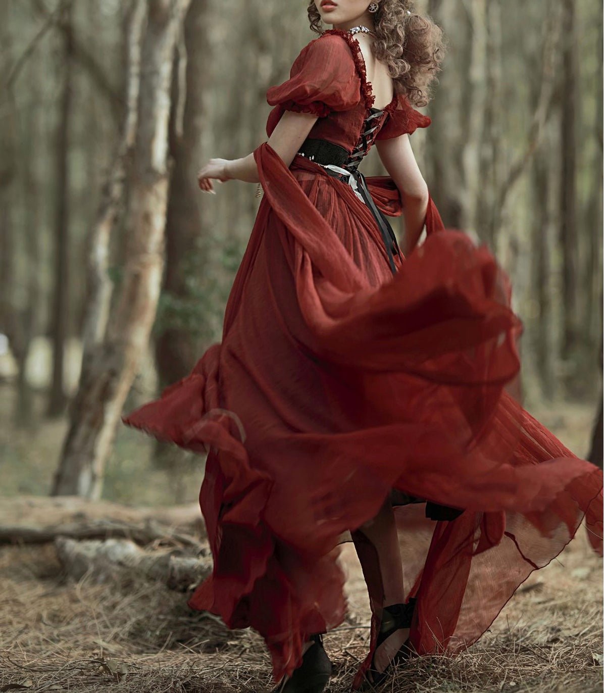 Burgundy Red Bridgerton Dress - Greek Goddess - Regency Ball Gown Empire Waist - Plus Size - WonderlandByLilian