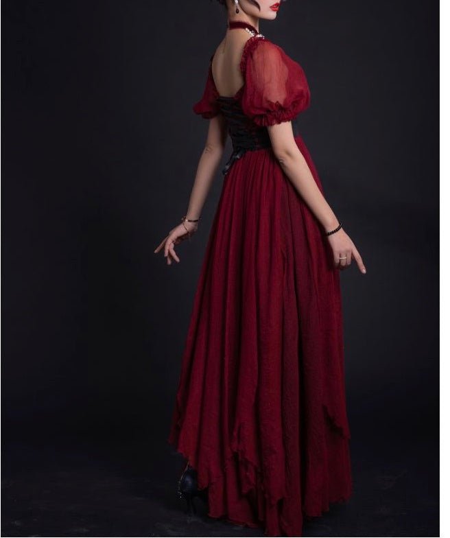 Burgundy Red Bridgerton Dress - Greek Goddess - Regency Ball Gown Empire Waist - Plus Size - WonderlandByLilian