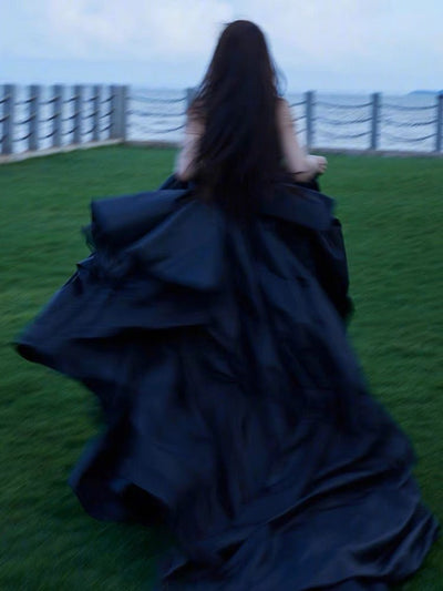 Classic Gothic Black Strapless Wedding Dress Plus Size - WonderlandByLilian