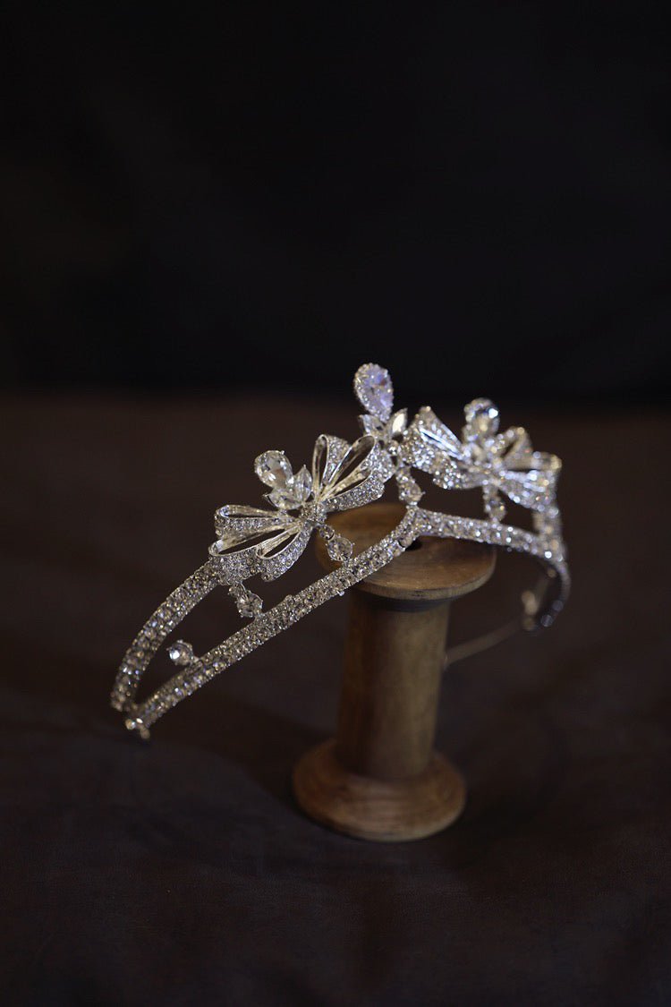 Crown Silver Butterfly Bridal Head Piece With Rhinestones - WonderlandByLilian