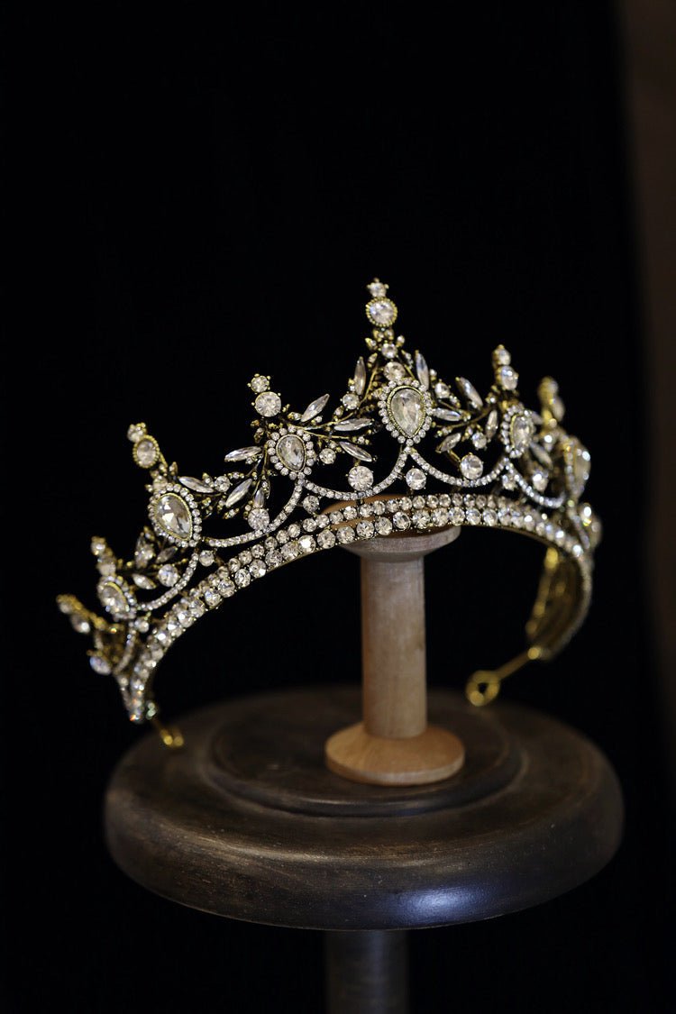 Crown Vintage Gold And Silver Bridal Head Piece With Sparkling Rhinestones - WonderlandByLilian