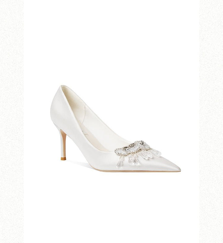 Diamond Dreams Bridal Pumps With Bows - WonderlandByLilian